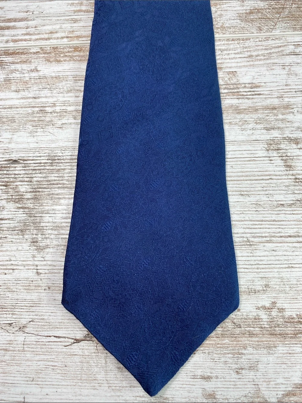 Men's Navy Textured Tie Classic Tonal Formal Wide Necktie 56”